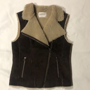 Velvet Graham & Spencer Full Zip Moto Vest Faux Suede Sherpa Lined